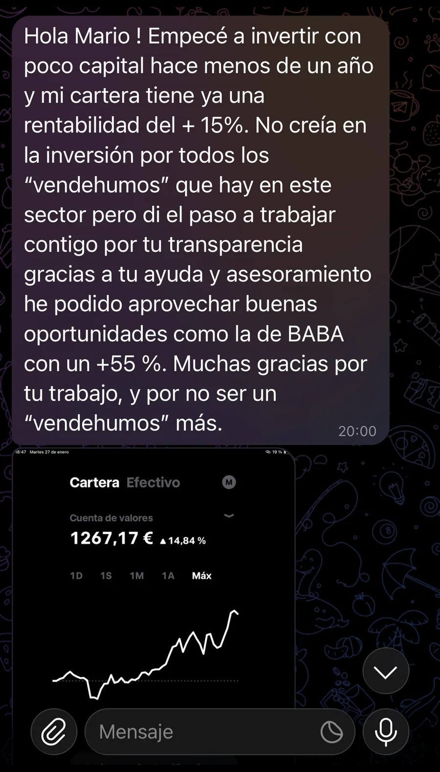 Miembro: cartera +15% y +55% con BABA