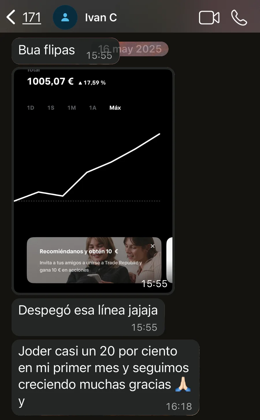 Iván C: casi un 20% en su primer mes