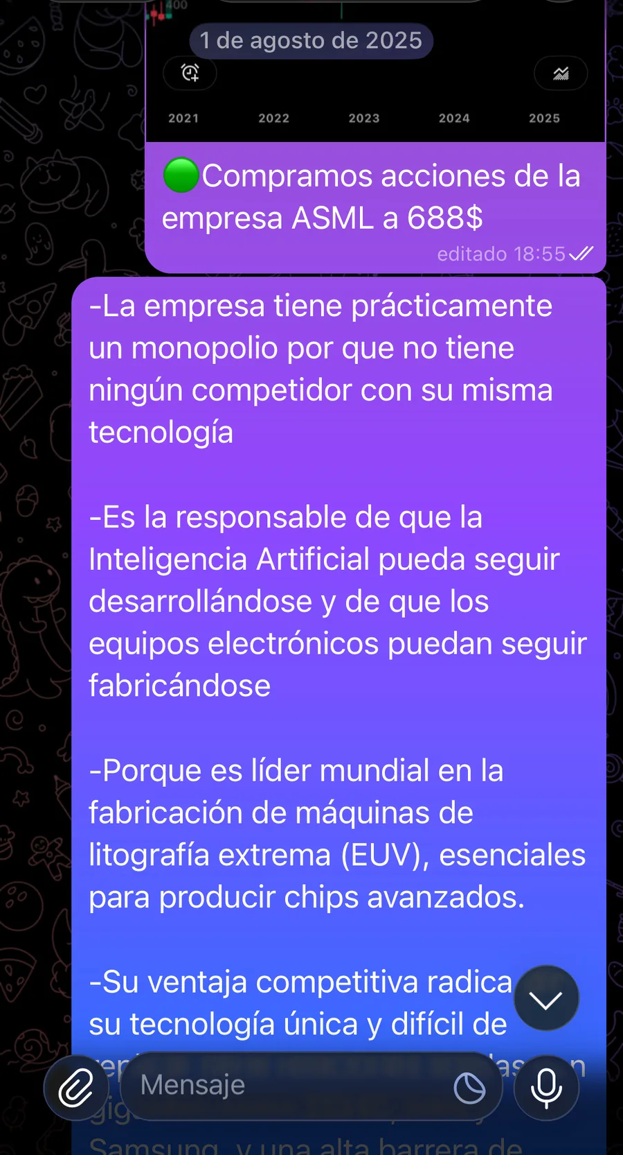 Tesis de ASML enviada al canal de Golden Capital